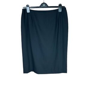 Carlisle Skirt Midi Wool Black Lined Back Zipper Closure Back Slit Women Size 14